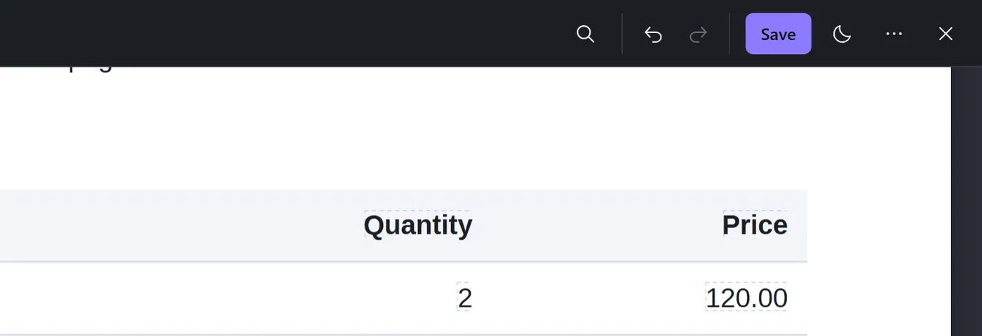 The Save button in the top bar