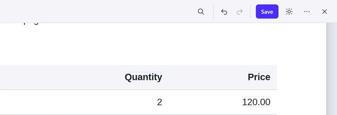 The Save button in the top bar
